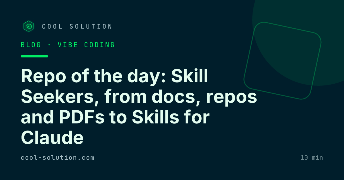 Repo of the day: Skill Seekers, from docs, repos and PDFs to Skills for Claude — Cool Solution