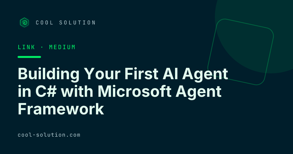 Anteprima di Building Your First AI Agent in C# with Microsoft Agent Framework